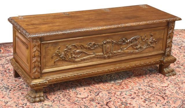 Appraisal: Italian Renaissance Revival carved walnut hall bench early th c