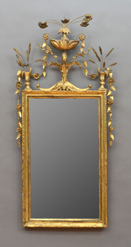 Appraisal: CONTINENTAL NEOCLASSICAL GILTWOOD MIRROR POSSIBLY SPANISH The rectangular mirror plate