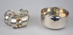 Appraisal: A plain silver bowl Birmingham to w six napkin rings