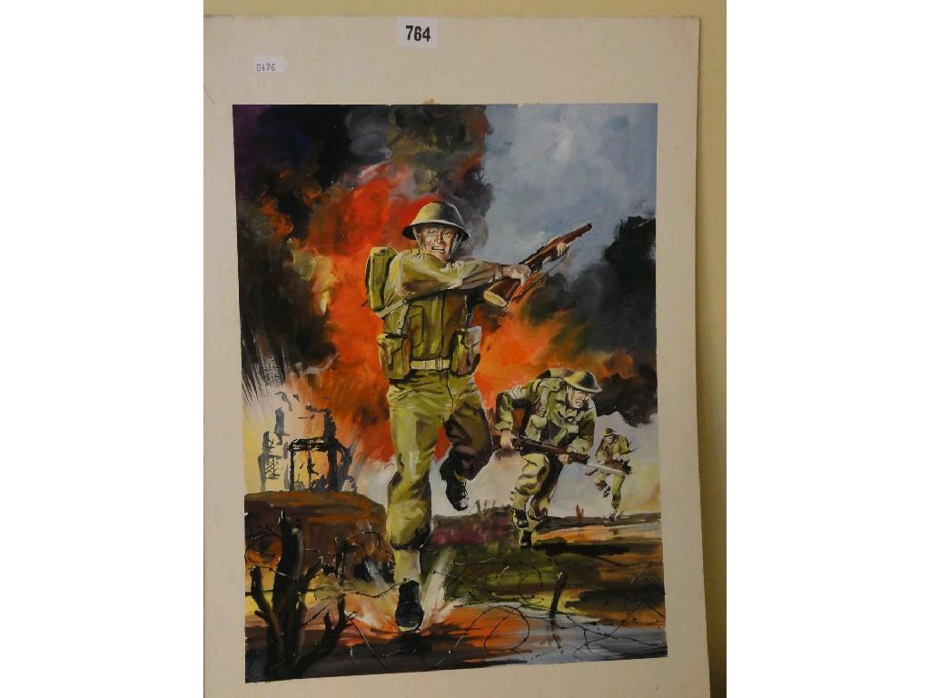 Appraisal: A gouache study of a dramatic military scene with soldiers