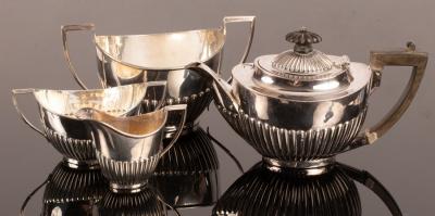 Appraisal: A bachelor's silver tea set the teapot Mackay Chisolm Edinburgh