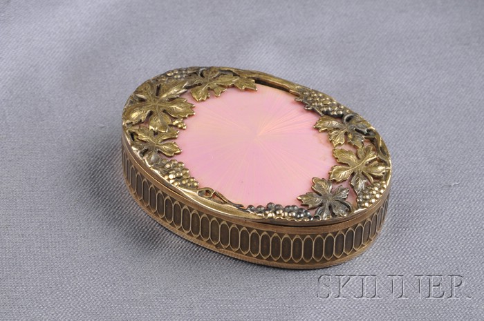 Appraisal: Art Nouveau kt Gold and Enamel Box Russia the oval