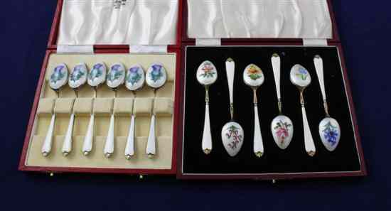 Appraisal: Two cased sets of six mid th century silver and