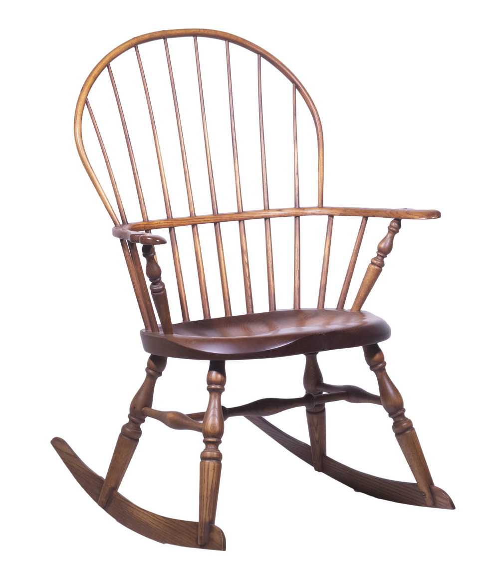 Appraisal: WINDSOR ROCKING CHAIR BY J BROWN LINCOLNVILLE ME Custom Hand