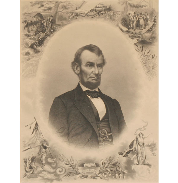 Appraisal: A Lincoln print from Matthew Brady plate border depicting dramatic