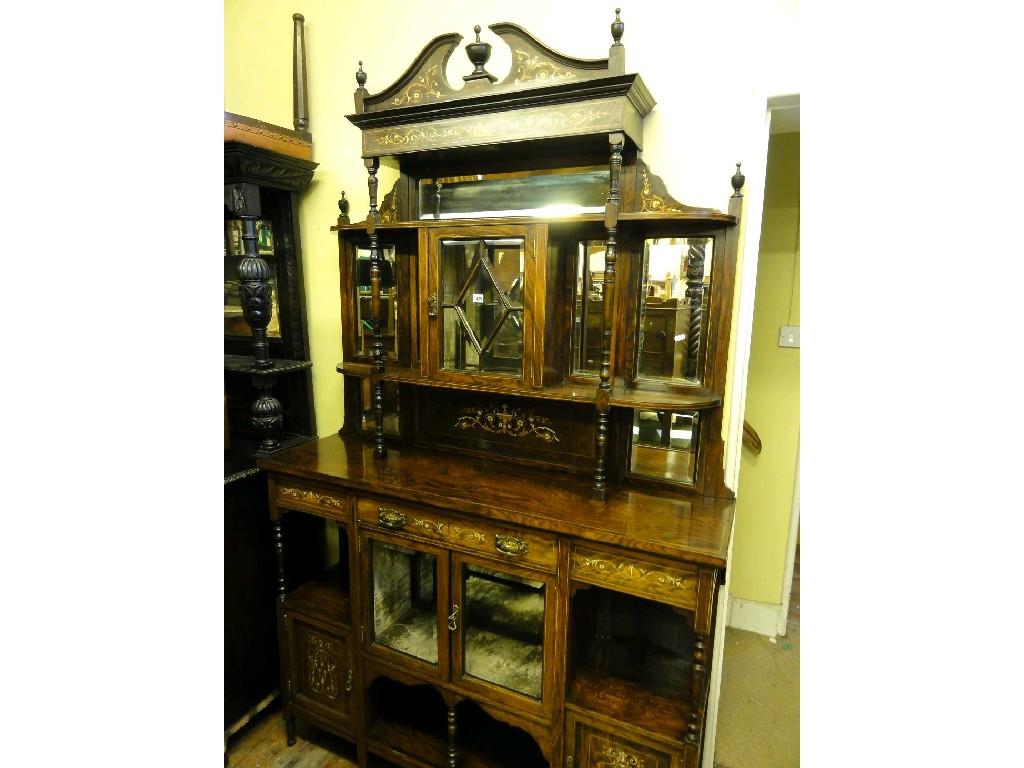 Appraisal: A good quality late th century inlaid rosewood chiffonier the