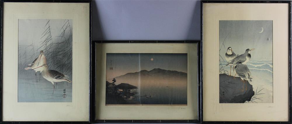 Appraisal: A FRAMED TRIPTYCH AND FOUR JAPANESE FRAMED ASIAN PRINTS the