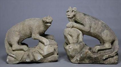 Appraisal: TWO BATH STONE GARGOYLES or in tall Christie's lot This