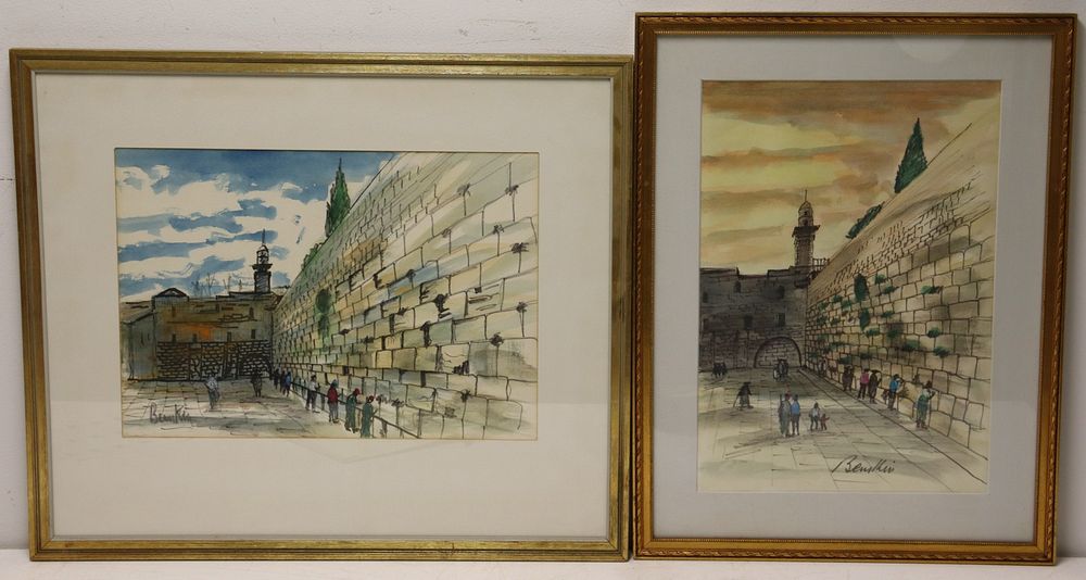 Appraisal: Illegibly Signed Watercolors Wailing Wall From a Westchester storage -