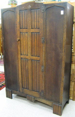 Appraisal: GOTHIC REVIVAL OAK WARDROBE English early th century centering a