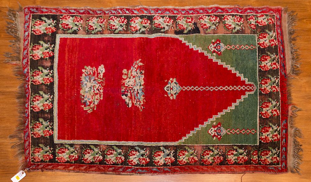 Appraisal: Turkish Anatolian Prayer Rug x hand knotted Condition end losses