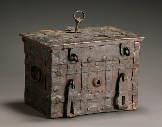 Appraisal: Continental Iron Strong Box Late th Century Lacking locking bar