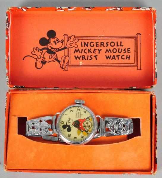 Appraisal: Ingersoll Disney Mickey Mouse Wrist Watch Description Embossed metal band