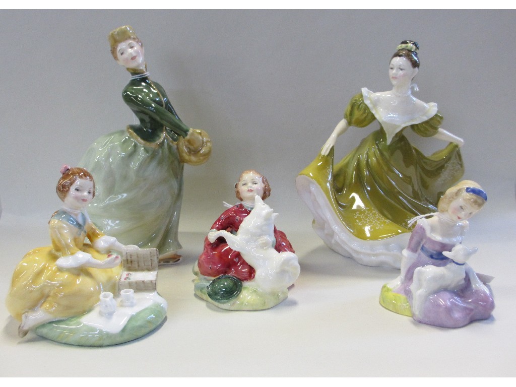 Appraisal: Five Royal Doulton figures to include Mary had a little