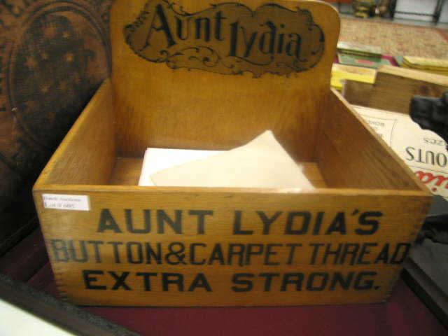 Appraisal: Wooden Store Display Box Aunt Lydia's Button Carpet Thread with