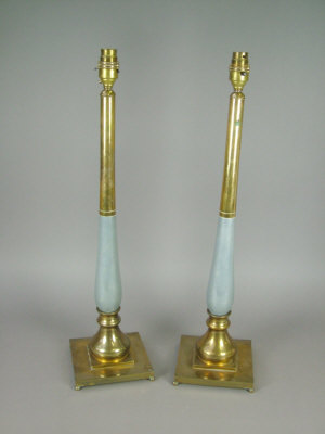 Appraisal: A pair of copper finished table lamps of baluster form