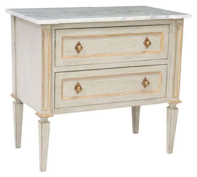 Appraisal: Petite marble-top commode late th c white marble top with