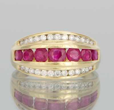 Appraisal: A Ladies' Diamond and Ruby Band k yellow gold band