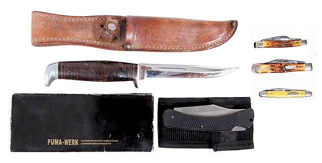 Appraisal: POCKET KNIVES A GROUP OF FIVE KNIVES INCLUDING TWO STAG