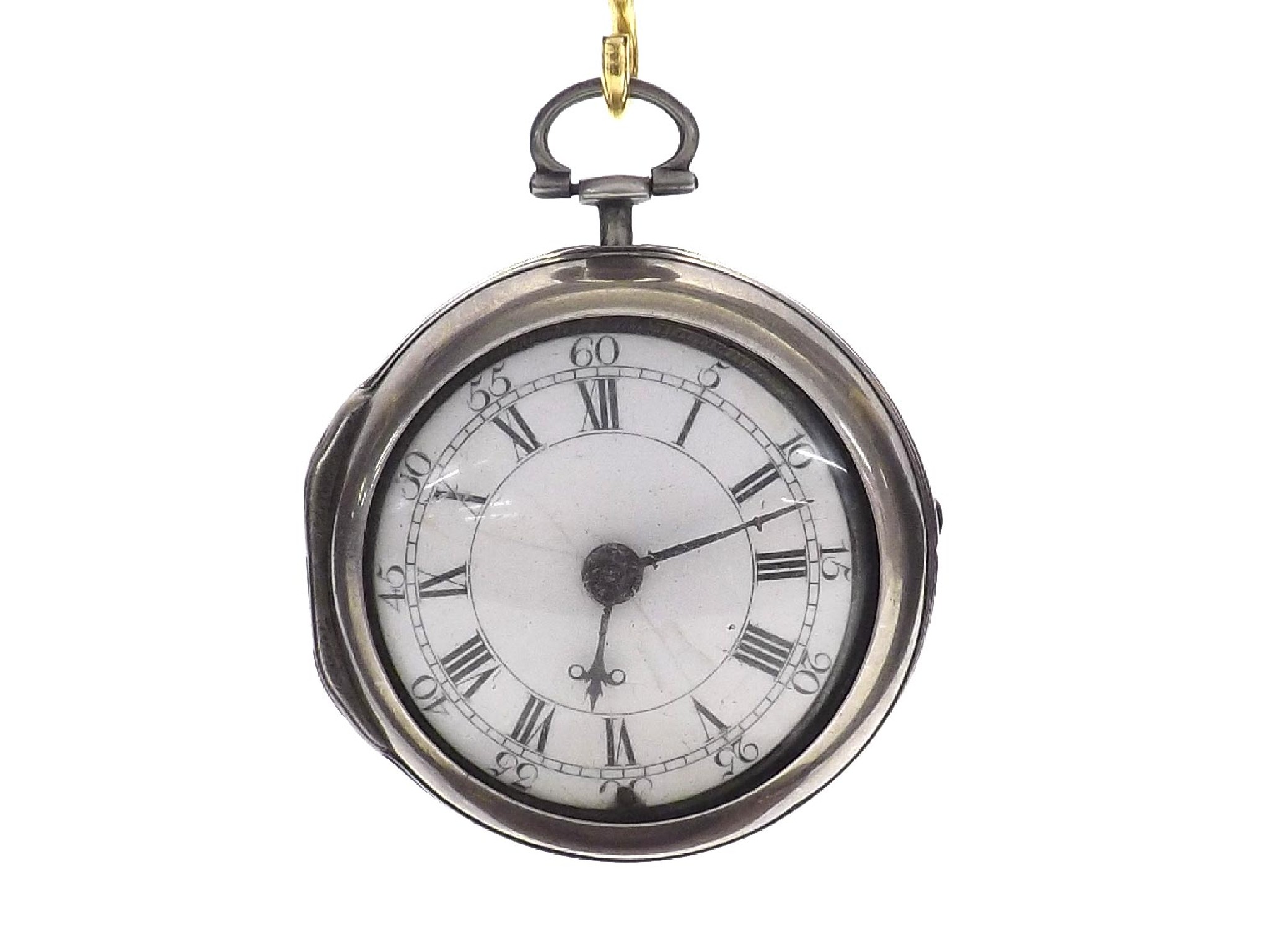 Appraisal: English th century verge silver pair cased pocket watch London