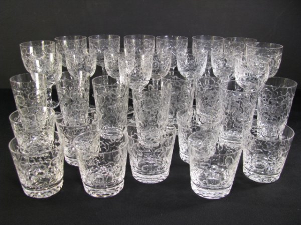 Appraisal: Thirty-two pieces th century English Flint crystal stemware Floral pattern