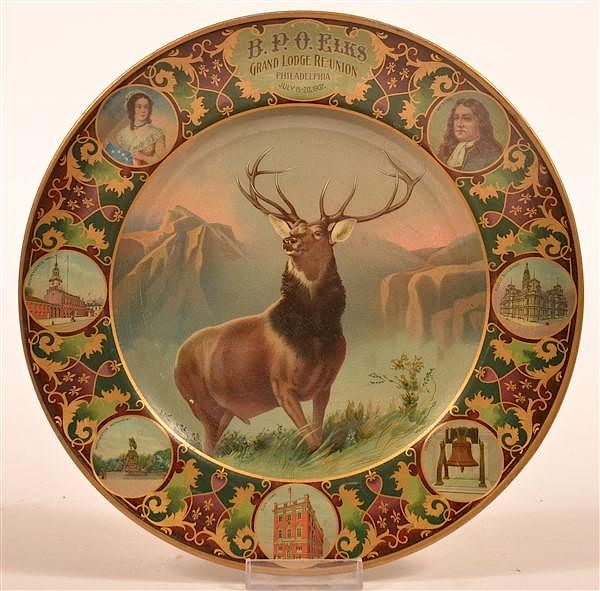 Appraisal: Tin Tray B P O Elks Grand Lodge Reunion Tin