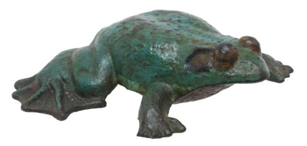 Appraisal: American cast iron frog doorstop Wilton early th c paint