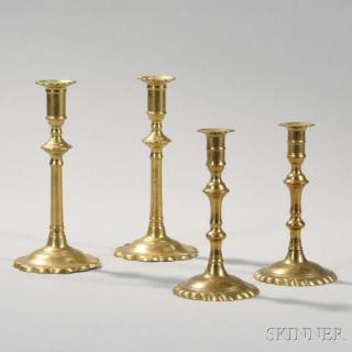 Appraisal: Two Pairs of Brass Candlesticks England c third quarter th