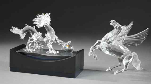 Appraisal: TWO SWAROVSKI CRYSTAL FIGURINES from the ''Fabulous Creatures'' series ''Pegasus