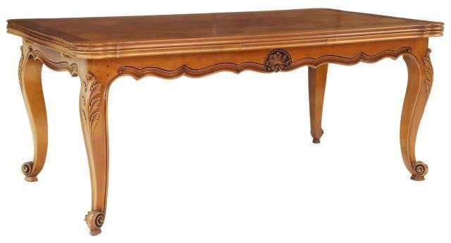 Appraisal: French Louis XV style fruitwood extension table th c having