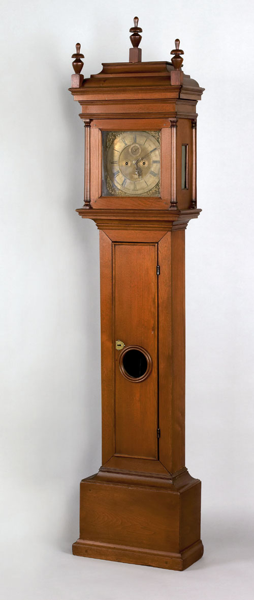 Appraisal: Philadelphia Queen Anne walnut tall case clock ca the sarcophagus