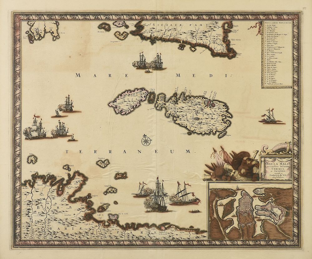 Appraisal: AN ANTIQUE MALTA MAP Insula Malta Accuratisime Delin ta Urbibus