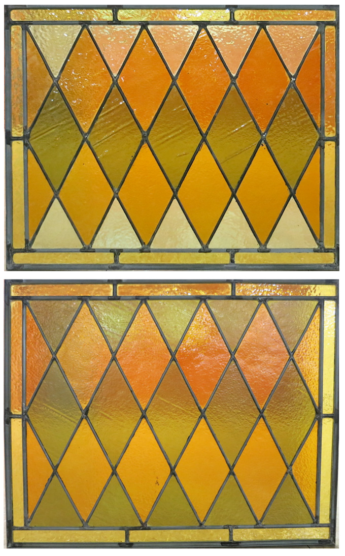 Appraisal: PAIR VICTORIAN STAINED AND LEADED GLASS WINDOWS American late th