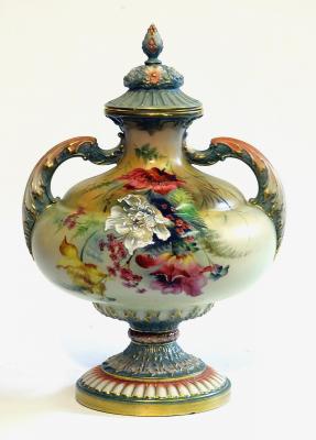 Appraisal: A ROYAL WORCESTER BLUSH PORCELAIN VASE of urn form with