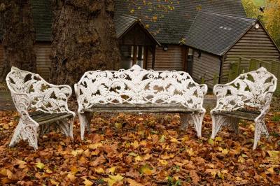 Appraisal: A suite of Coalbrookdale style fern ware garden furniture comprising