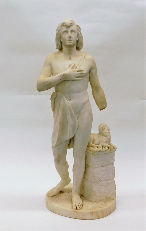 Appraisal: AFT JOHN ADAMS NUDE MALE PULVERIZED MARBLE STATUE England -