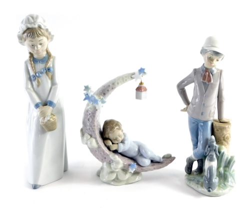 Appraisal: A Lladro figure group of a sleeping child on crescent