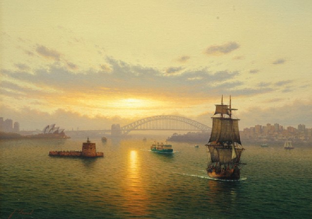 Appraisal: Joseph Frost born Sydney Silhouettes oil on linen signed 'J