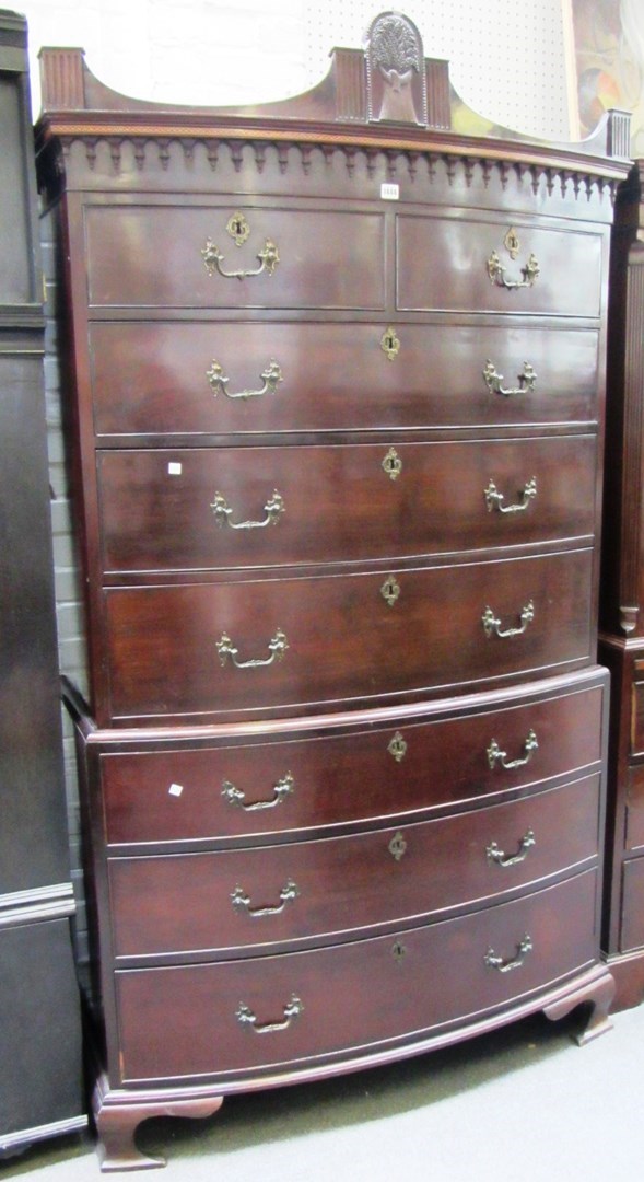 Appraisal: A George III style mahogany bowfront chest of two short