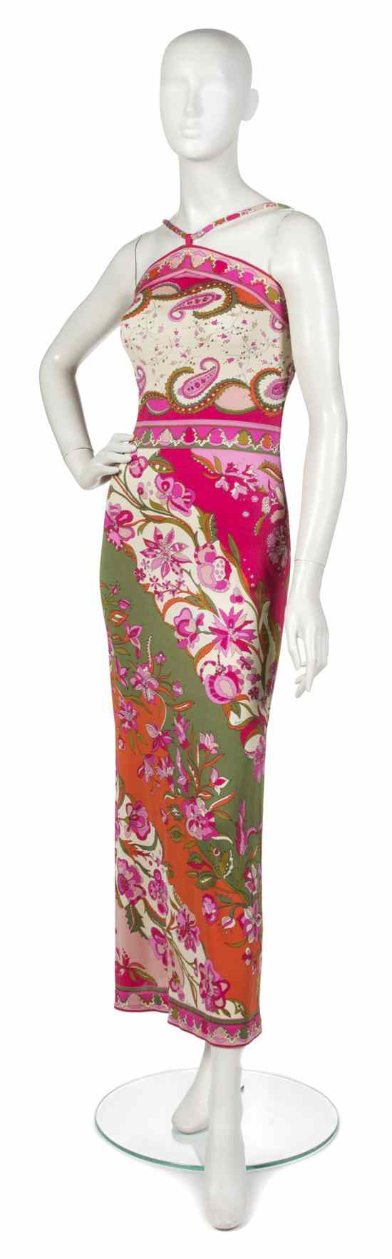 Appraisal: An Emilio Pucci Floral Print Jersey Dress with detachable shoulder