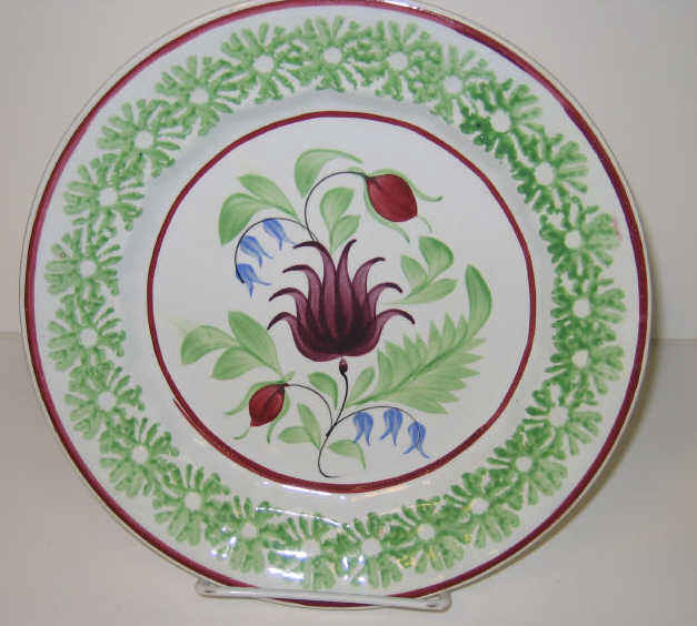 Appraisal: ENGLISH SPATTERWARE Stick spatter plate having green daisy border with