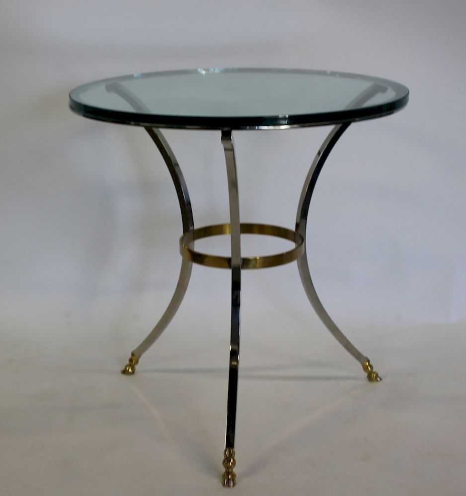 Appraisal: Vintage and Quality Brass and Steel Table Nice heavy duty