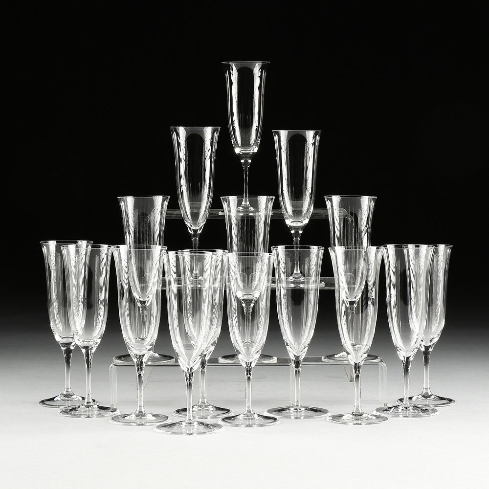 Appraisal: AN ASSEMBLED SET OF SIXTEEN LOBMEYER PATRICIAN CHAMPAGNE FLUTE STEMWARES