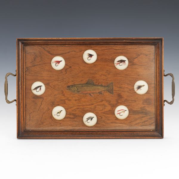 Appraisal: FISHERMAN'S EIGHT FLY LURE RAINBOW TROUT TRAY x x Rectangular