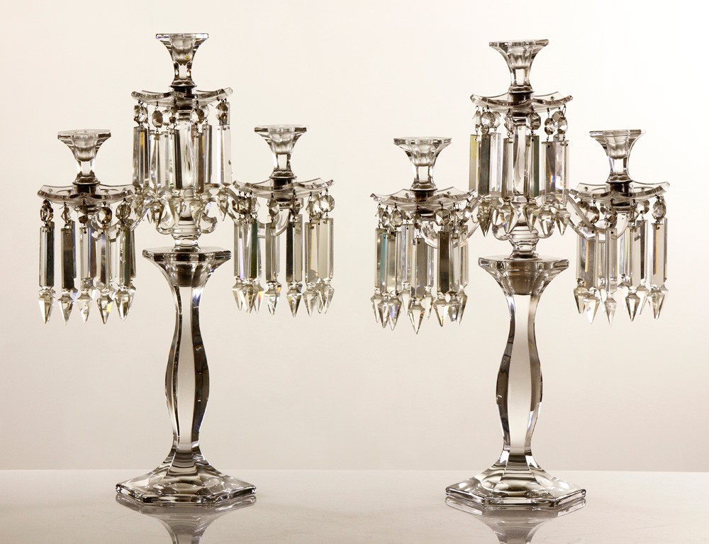 Appraisal: - Pr Heisey Crystal Candelabras Pair of Heisey candelabras crystal