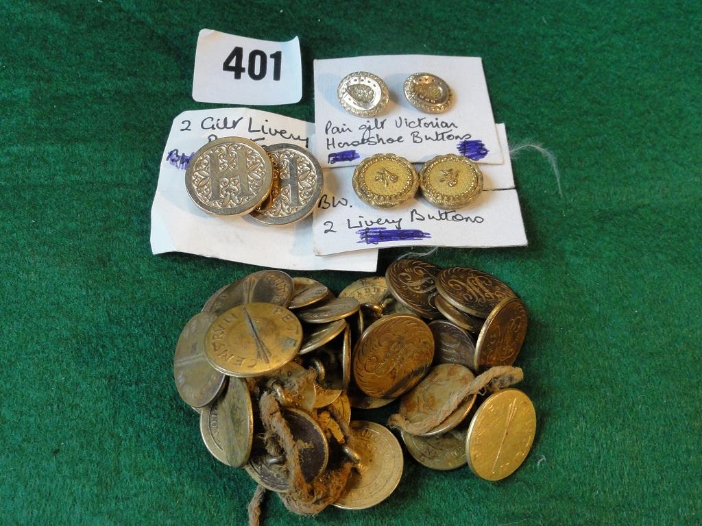 Appraisal: A collection of buttons including two pairs of gilt livery