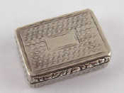 Appraisal: A Georgian sterling silver vinaigrette of rectangular form with engine