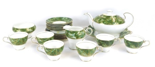 Appraisal: An Aynsley onyx Green pattern porcelain part tea service comprising