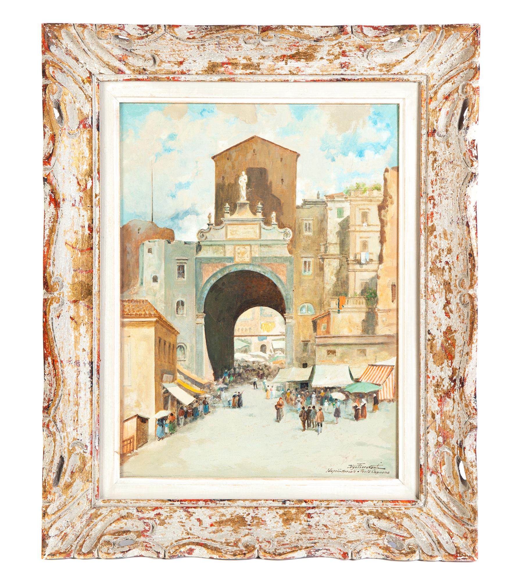 Appraisal: NAPLES STREET SCENE SIGNED UGO FIORAVANT TH CENTURY ITALY Nicely