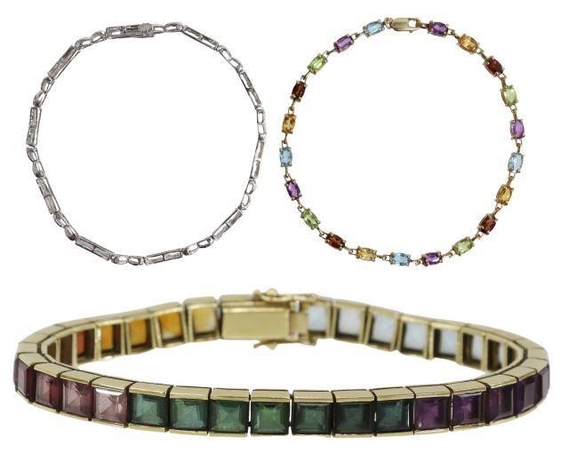 Appraisal: lot of Estate kt and kt gold gem-set link bracelets